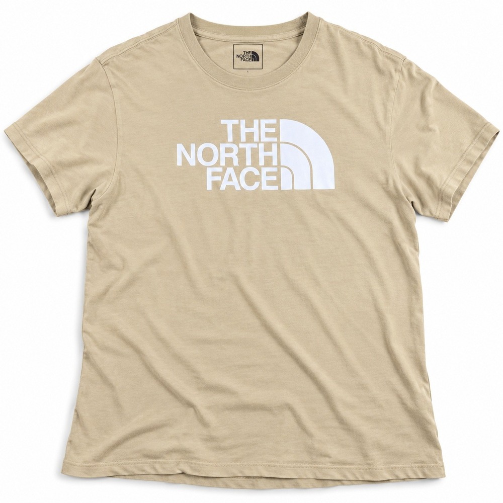 The North Face Mens XXL T-Shirt Khaki Green Logo Graphic Short Sleeve Cotton Tee